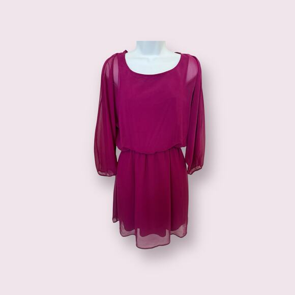 Express Dark Pink Chiffon Dress. SP - Picture 1 of 12